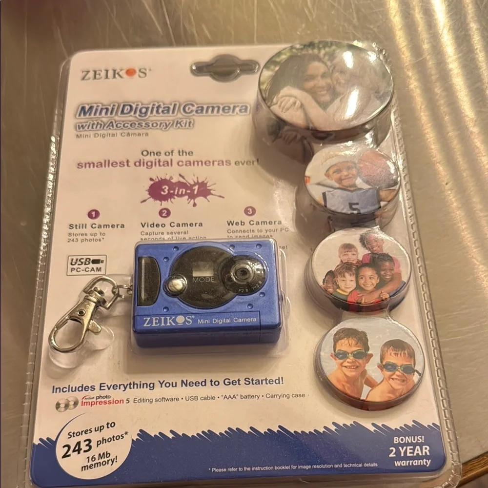 Zeikos- Blue Mini Digital Camera with Accessory Kit